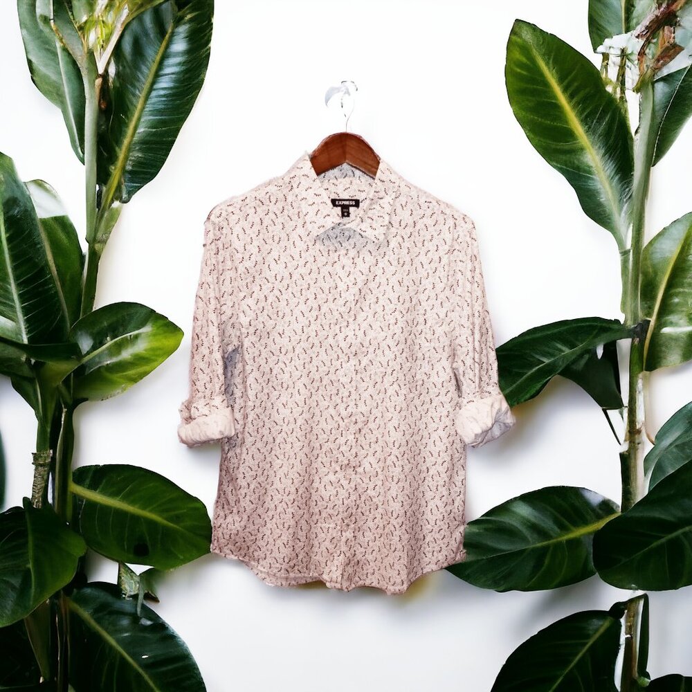 Express ★ Men's Casual Button-Up Dress Shirt ★ Dumai Summer Floral Print - Picture 5 of 5